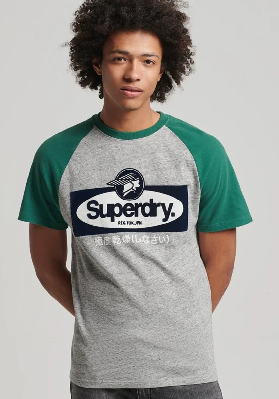 Price Smash Superdry Vintage CL Raglan T-Shirt, Athletic Grey Marl