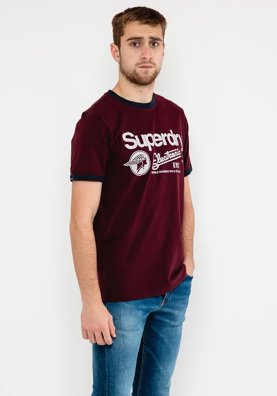 Special Offer Superdry Vintage Ringer T-Shirt, Track Burgundy Marl
