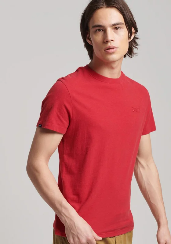 Deal Zone Superdry Vintage Logo Emblem T-Shirt, Work Red Marl