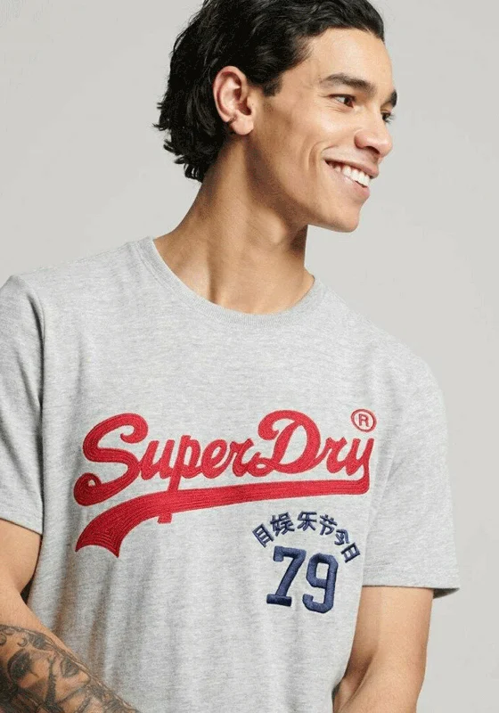 Weekend Bargains to Celebrate Superdry Vintage Interest T-Shirt, Athletic Grey Marl