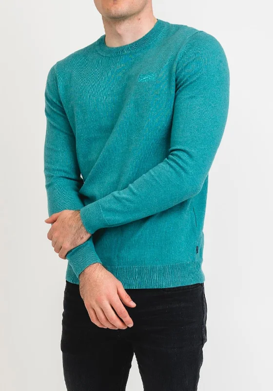 Deal of the Day Superdry Orange Label Cotton Crew Neck Sweater, Ocean Green Marl