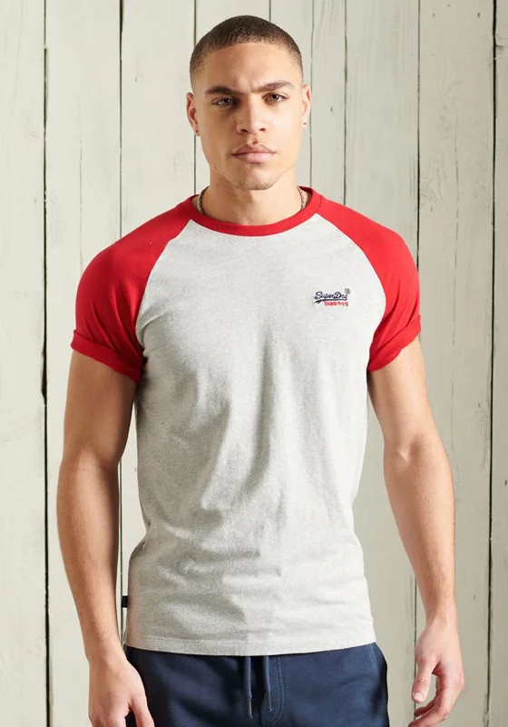 Early Bird Discount Superdry Original Label Baseball T-Shirt, Light Grey