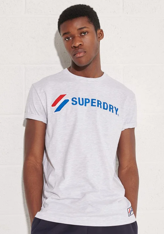 Clearance Sale Superdry Sportstyle Applique T-Shirt, Ice Marl