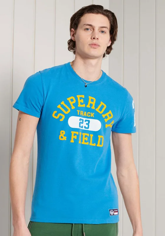 Members Only Superdry Track & Field Graphic T-Shirt, Neptune Blue