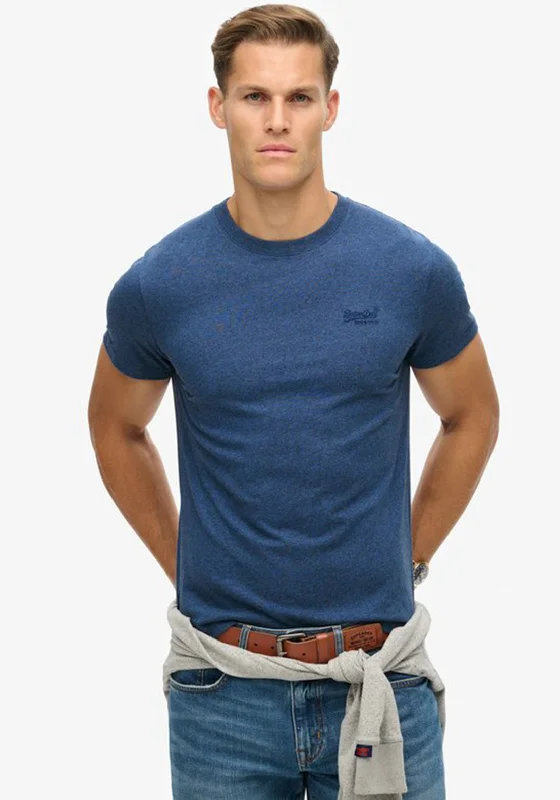 Daily Deals Superdry Essential Embroidered Logo T-Shirt, Bright Blue Marl