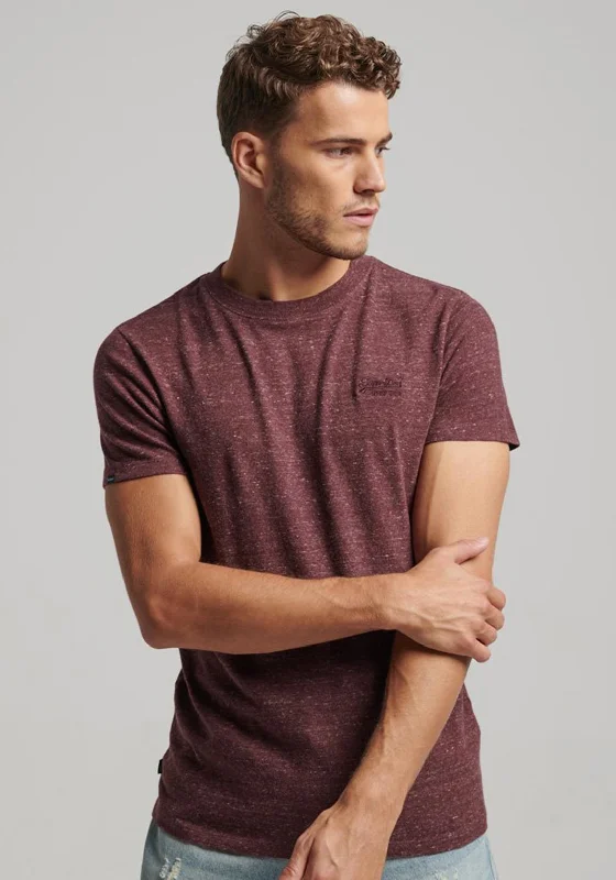 Don't Wait Superdry Vintage Logo Embroidered T-Shirt, Burgundy Heather
