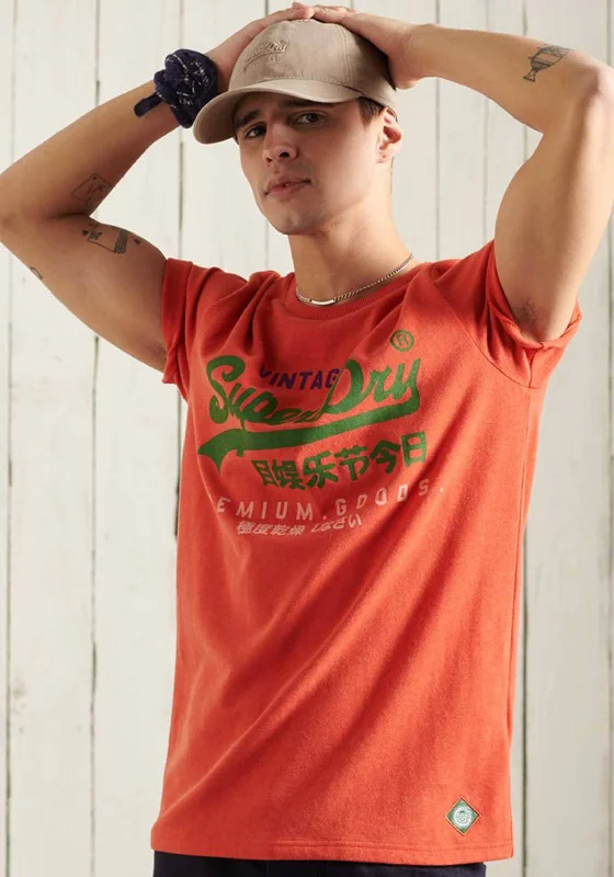 Year-End Sale Superdry Vintage Logo Tri T-Shirt, Bright Orange Marl