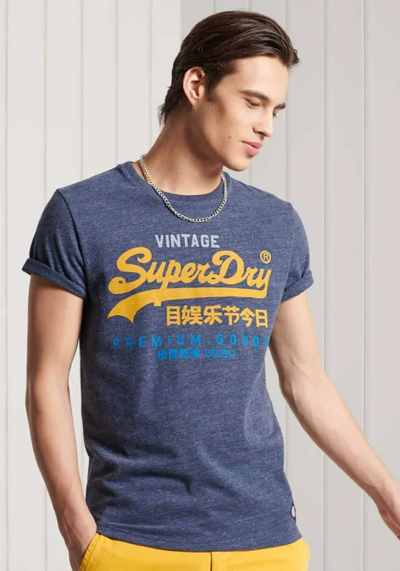Year-End Clearance Superdry Vintage Logo Tri T-Shirt, Navy Marl