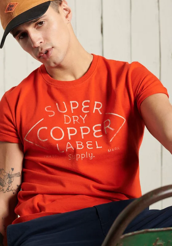 Doorbuster Deal Superdry Workwear Graphic T-Shirt, Volcanic Lava Orange