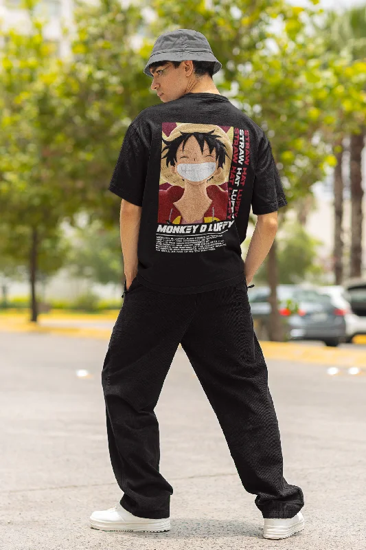 Bargain Bin The Pirate King- Monkey D Luffy:  Anime- Oversized T-Shirts