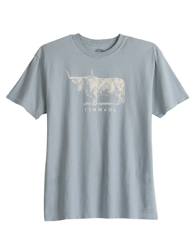 Weekend Discounts to Savor Tin Haul Mens Bull Standing Grey 100% Cotton S/S T-Shirt