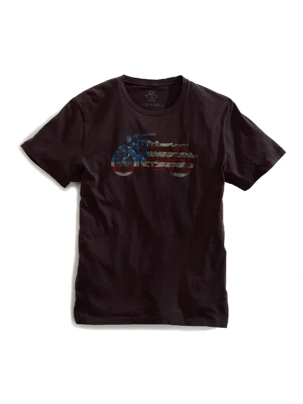 Stock Clearance Tin Haul Mens Motorcycle Flag Black 100% Cotton S/S T-Shirt