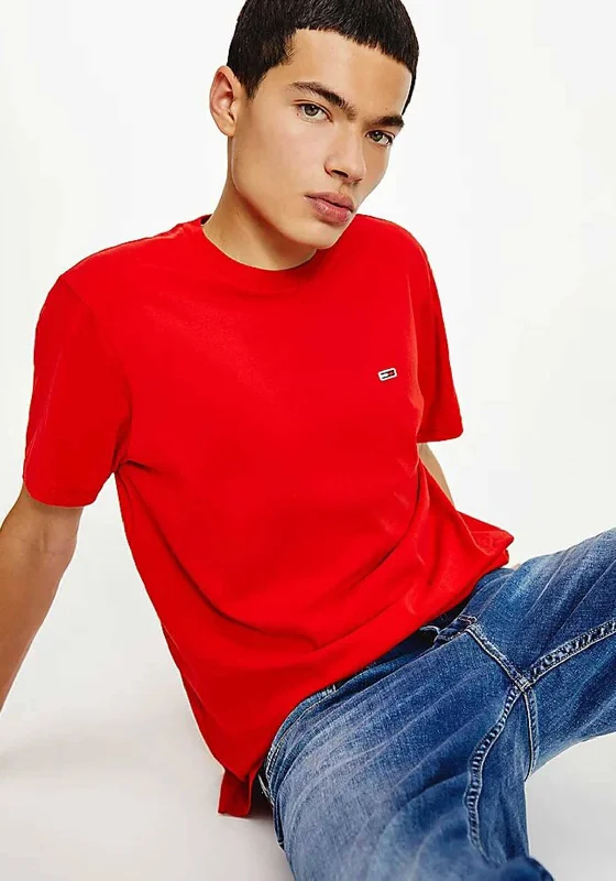 Early Access Tommy Jeans Classic Jersey T-Shirt, Deep Crimson