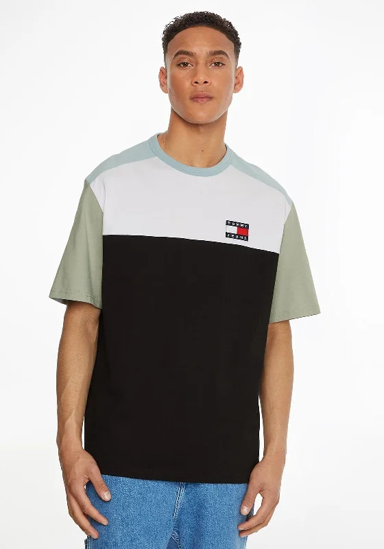 One-DAY Sale Tommy Jeans Colour-Block Badge T-Shirt, Black Multi