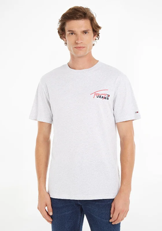 Time-Limited Offer Tommy Jeans Classic Graphic Signature T-Shirt, Silver Grey Heather