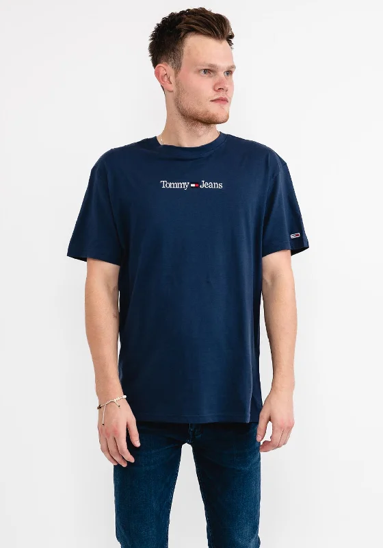 Online Only Tommy Jeans Classic Linear Logo T-Shirt, Twilight Navy