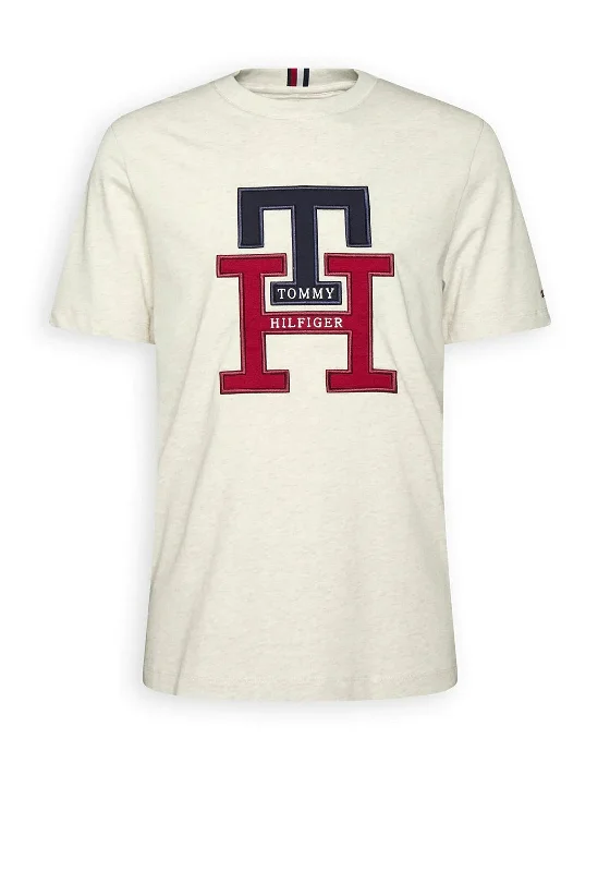 Savings Galore Tommy Hilfiger Lux Monogram T-Shirt, Heathered Oatmilk