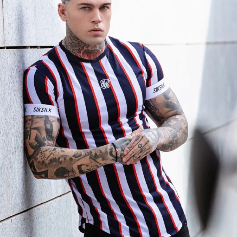 Trendy Men's Vertical Striped Sports Top