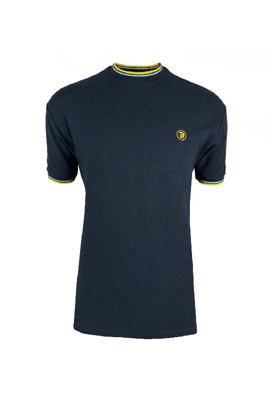 Year-End Sale Trojan Records Men's TC1037 Twin Tipped Textured T Shirt Navy Blue