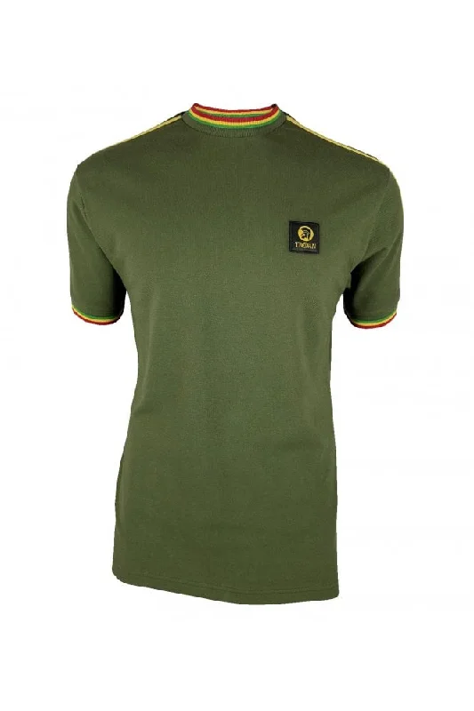 Midnight Madness Trojan Records Men's TC1042 Three Colour Tipped Pique T Shirt Army Green Midnight Madness Trojan Records Men's TC1042 Three Colour Tipped Pique T Shirt Army Green