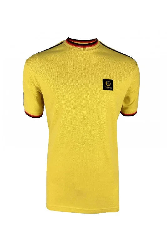 Now or Never Trojan Records Men's TC1042 Three Colour Tipped Pique T Shirt Mustard