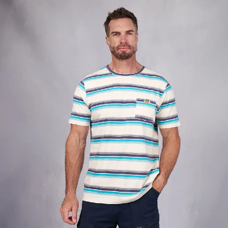 Vintage T-Shirt Turquoise & Navy Multi Stripe