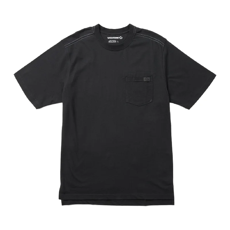Markdowns Wolverine Mens Guardian Work Tee Black 100% Cotton S/S T-Shirt