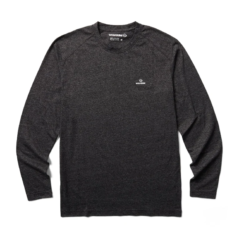 Savings Soar This Weekend Wolverine Mens Edge Tee Charcoal Cotton Blend L/S T-Shirt