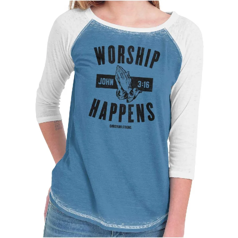 Worship Happens Baseball Raglan T